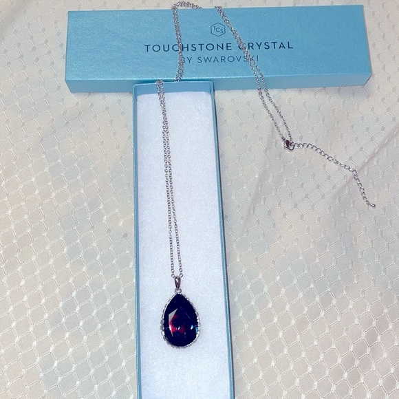 Touchstone Crystal Montana Drop Pendant Necklace - Picture 8 of 9